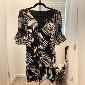 White House Black Market Monochrome Leaf Dress size S